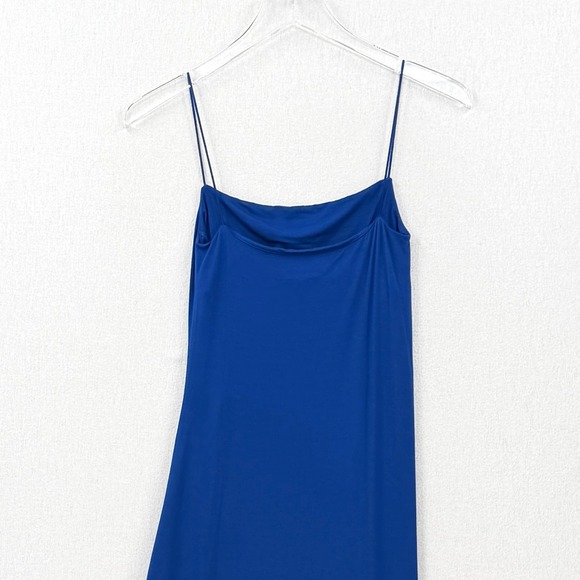 ENZA COSTA Jersey Midi Slip Dress Women XS Royal Blue Spaghetti Strap Luxury NEW - Picture 11 of 16